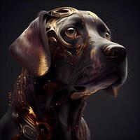 Digital Illustration of a Dachshund with Golden Jewelry, Image photo