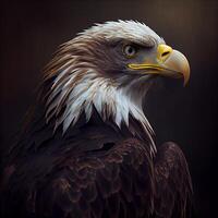 Portrait of a bald eagle on a dark background. 3d rendering, Image photo