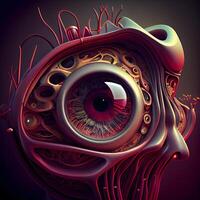 Eye of the Devil. 3D rendering. Computer digital drawing., Image photo