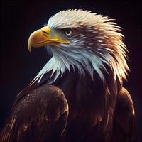 beautiful eagle on a dark background. 3d rendering, illustration, Image photo
