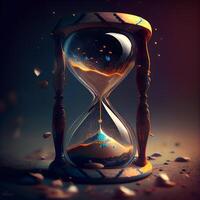 Hourglass with flowing sand, time passing concept. 3d rendering, Image photo