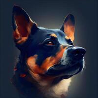 Portrait of a dog on a dark background. Digital painting., Image photo