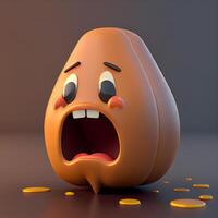 Crying honey jar with face. Emoticon. 3D rendering, Image photo