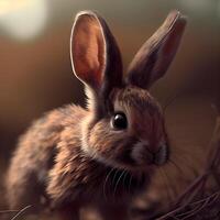 Rabbit in the forest. Brown rabbit on a meadow., Image photo