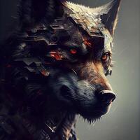 Digital Illustration of a Wolf in a Futuristic Artistic Style, Image photo