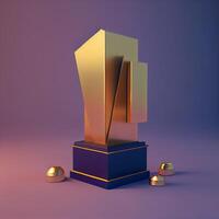 3d render of a trophy on a dark background. 3d illustration, Image photo