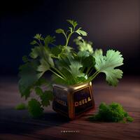 Herbs and spices on a dark background. 3d illustration., Image photo