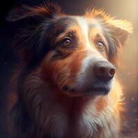 Portrait of australian shepherd dog on a dark background., Image photo