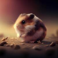 Hamster on the ground. 3d rendering. Computer digital drawing., Image photo