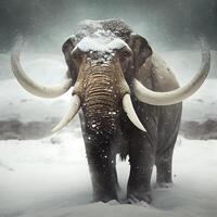 elefante en el nieve. fauna silvestre escena desde África. mamífero en el nieve, ai generativo imagen foto