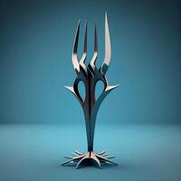 3d rendering of a metal trident on a blue background., Image photo