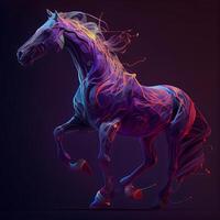 Horse with colorful paint splashes on dark background. illustration, Image photo