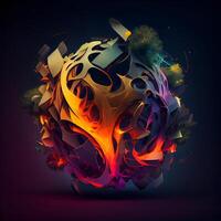 Abstract colorful explosion on a dark background. illustration. Eps 10, Image photo