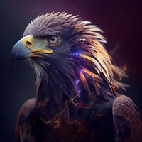 Eagle on a dark background. 3d rendering, 3d illustration., Image photo