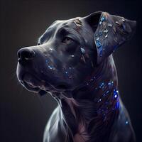 Digital Illustration of a Great Dane Retriever with Blue Lights, Image photo