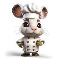 3D rendering of a cute little rabbit wearing a chef's hat and a chef's uniform, Image photo