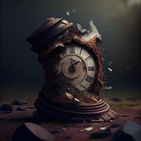 Time is running out concept. Old clock on a dark background., Image photo