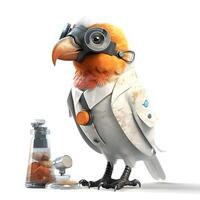 Cartoon pigeon with astronaut helmet and goggles - 3D Illustration, Image photo