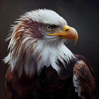 beautiful portrait of an american bald eagle on a dark background, Image photo