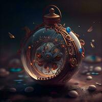Vintage compass on a dark background. 3d render illustration., Ai Generative Image photo