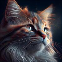 Cute cat with blue eyes. Digital painting. 3d rendering, Image photo