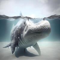 ballena tiburón en el océano. 3d prestar. conceptual ilustración., ai generativo imagen foto