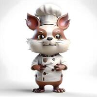 Cute little hedgehog dressed as a chef with white hat and uniform, Image photo