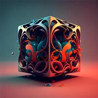 3d cube with abstract pattern. 3d illustration for your design, Image photo