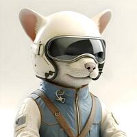 Astronaut dog with helmet and goggles. 3D illustration., Image photo