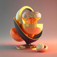 Coffee machine with fruits and berries. 3d illustration., Image photo