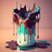 3d render, abstract liquid paint splashing on glass, artistic background, Image photo