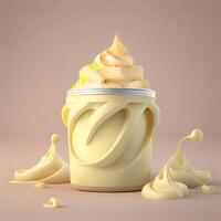 malteada con crema. 3d ilustración. 3d representación, ai generativo imagen foto