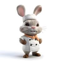 3d illustration of a cute mouse as a chef, cook or baker, Image photo