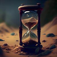 Hourglass with sand. Time passing concept. 3D Rendering, Image photo