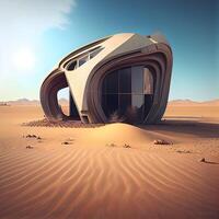 abstract modern architecture in the desert. 3d render and illustration, Image photo