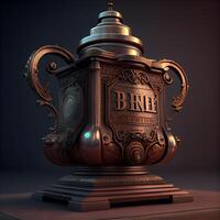 3d rendering of a vintage teapot on a pedestal, Image photo