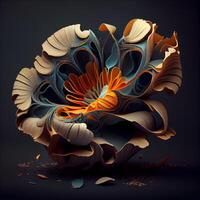 3d render, abstract background, spiral, flower, petal, Image photo