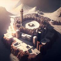 Mosque in the middle of the city, 3d render., Image photo