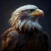 Bald Eagle on a dark background. 3d render illustration., Image photo