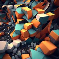 Abstract 3d rendering of chaotic chaotic structure. Futuristic background., Image photo