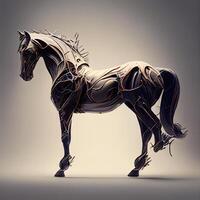 3d rendering of a horse made of metal with a cracked surface, Ai Generative Image photo