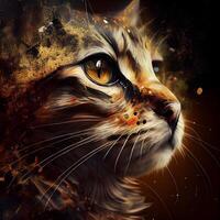 Portrait of a cat in a grunge style. Digital painting., Image photo