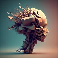 3d hacer de humano cerebro. idea genial concepto. 3d ilustración, ai generativo imagen foto