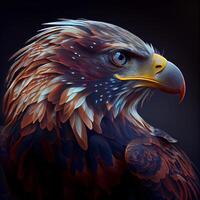 Eagle portrait on black background. Digital painting. 3D rendering, Image photo