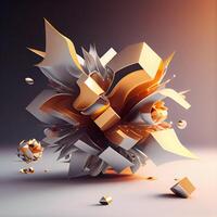 3d render, abstract background, golden and silver, 3d illustration, Image photo