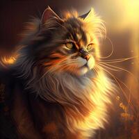 Portrait of a beautiful Maine Coon cat. Digital painting., Image photo