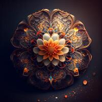 fractal flor. digital Arte cuadro. 3d representación., ai generativo imagen foto