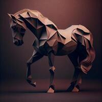 Abstract polygonal horse on brown background. 3d render illustration, Image photo