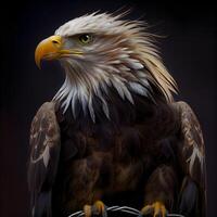 3d rendering of an american bald eagle on a black background, Image photo