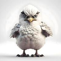 White owl with wings and feathers on a white background. 3d illustration, Image photo